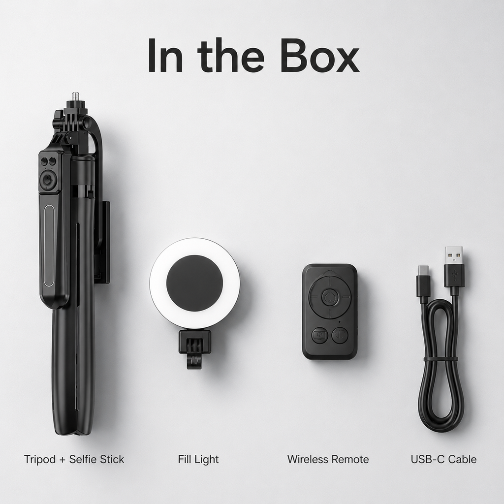 Smartphone Tripod, Selfie Stick, and Light for Perfect Shots! 📸🤳 