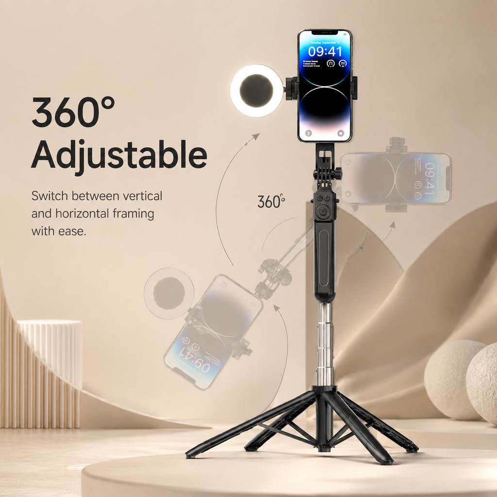 Smartphone Tripod, Selfie Stick, and Light for Perfect Shots! 📸🤳 