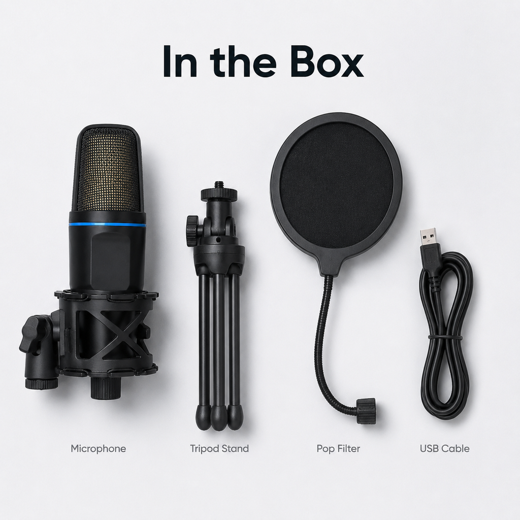 Level Up Your Sound with the USB Condenser Microphone - Perfect for YouTube, Streaming, and Podcasting! 🎤✨