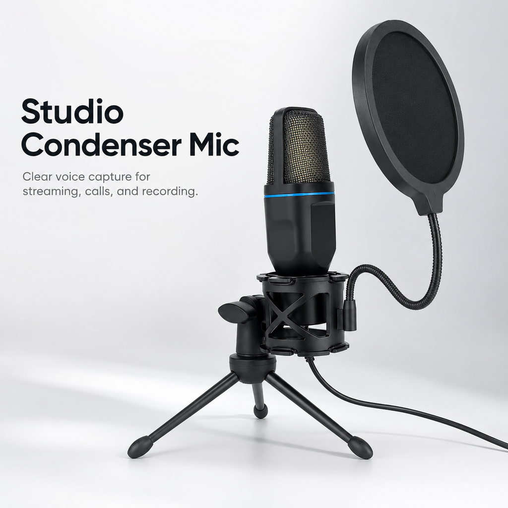 Level Up Your Sound with the USB Condenser Microphone - Perfect for YouTube, Streaming, and Podcasting! 🎤✨