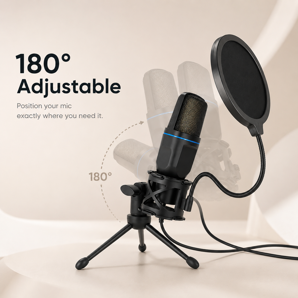 Level Up Your Sound with the USB Condenser Microphone - Perfect for YouTube, Streaming, and Podcasting! 🎤✨